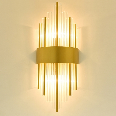 Elegant Warm Rustic Metal Single-Light LED Wall Lamp in White Crystal Shade