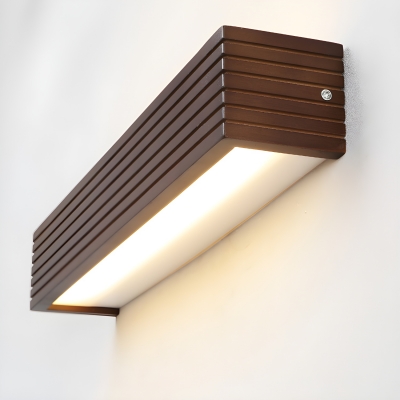 Modern Hardwired Wood LED Wall Lamp with Acrylic Up & Down Shade