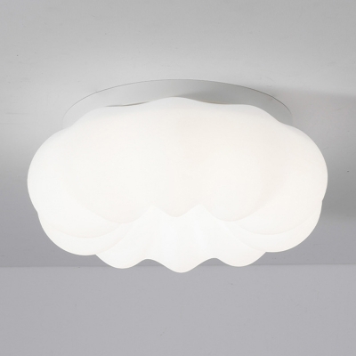 Modern Metal Flush Mount Ceiling Light with White Shade in 3 Color Light for Residential Use