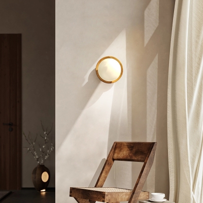 Single-Light Modern Hardwired Wood Wall Sconce-Focused with Clear Glass Shade