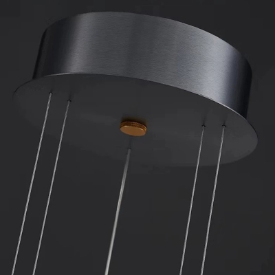 Sleek Black LED Chandelier with Adjustable Hanging Length and Silica Gel Shades