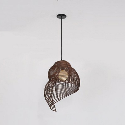 Vintage Industrial Rattan Pendant Light with Adjustable Hanging Length and Cord Mounting