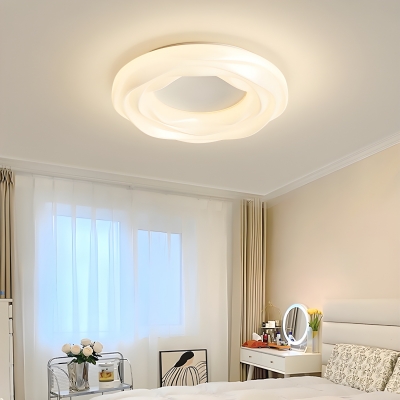 White LED Bulb Flush Mount Ceiling Light with 3 Color Options, Modern Metal Fixture