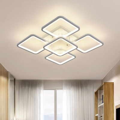 White LED Bulbs Semi-Flush Mount Ceiling Light with Acrylic Shades
