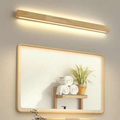 Minimalist Linear Wood LED Wall Sconce in White Ambiance with Hardwired Design
