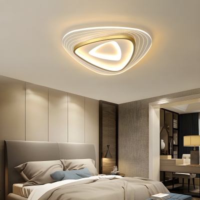 Modern Style Gold LED Flush Mount Ceiling Light with White Acrylic Shade