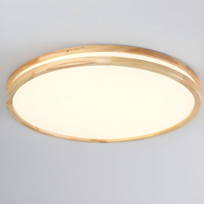 Modern Wood Flush Mount Ceiling Light with Dimming LED Bulbs in Third Gear