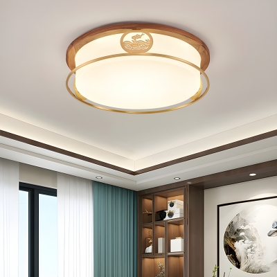 Contemporary Walnut Wood LED Ceiling Light for Trendy Residential Use