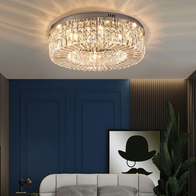 Modern Metal Flush Mount Ceiling Light with Clear Crystal Shade for Residential Use