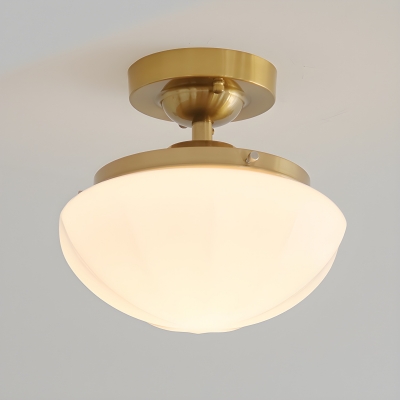 Contemporary Metal Semi-Flush Mount Ceiling Light with Sleek Glass Shade