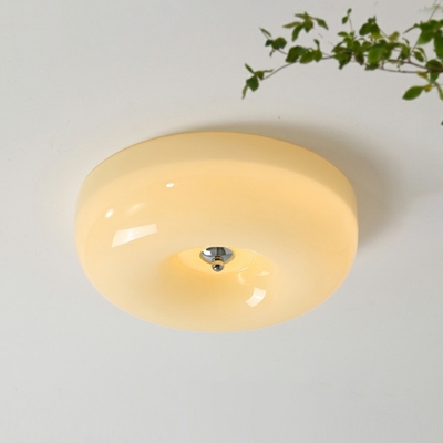 Metallic Contemporary LED Flush Mount Ceiling Light with Glass Shade and 3 Color Light Technology