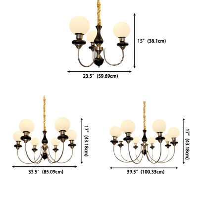 Modern Chandelier with LED Lighting and Adjustable Hanging Length in Metal and Glass