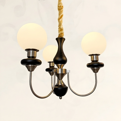 Modern Chandelier with LED Lighting and Adjustable Hanging Length in Metal and Glass