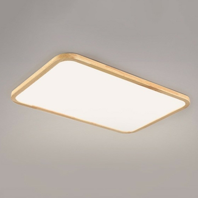 Modern Wood Flush Mount Ceiling Light with 3 Color Light, LED Bulb and Acrylic Shade