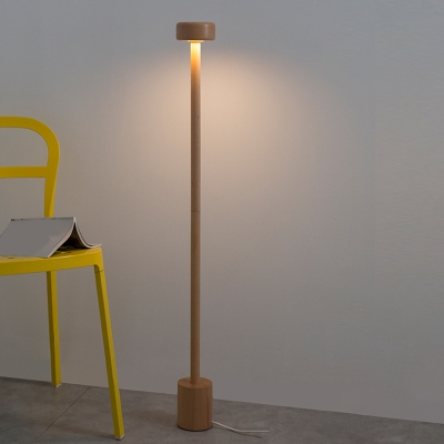 Stylish Yellow Wood Floor Lamp with Stepless Dimming and Remote Control