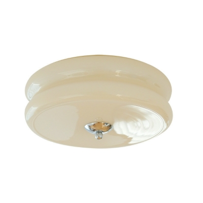 Modern Flush Mount Ceiling Light with 3 Color Light LED Bulbs and Glass Shade for Residential Use