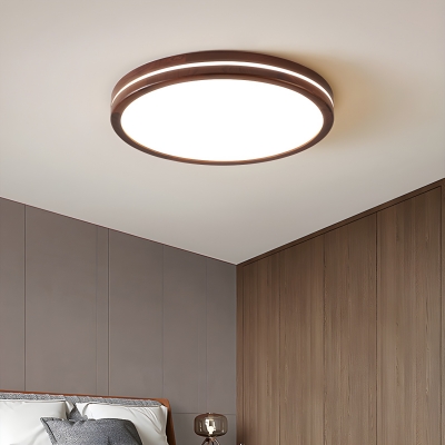Modern Walnut Flush Mount LED Ceiling Light with Acrylic Shade for Residential Use