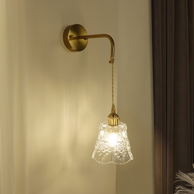 Contemporary Style LED Wall Lamp with Metal Frame and Glass Shade