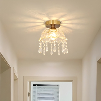 Modern Clear Glass Close To Ceiling Light with 1 LED/Incandescent/Fluorescent Light