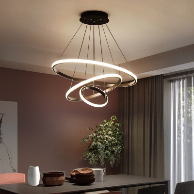 Modern LED Bulbs Chandelier with Adjustable Hanging Length in Metal and Acrylic
