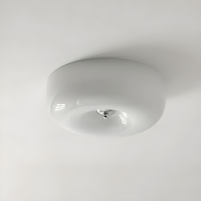 Modern LED Flush Mount Ceiling Light with 3 Color Light, Glass Shade and Metal Material