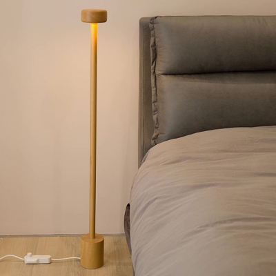 Stylish Yellow Wood Floor Lamp with Stepless Dimming and Remote Control