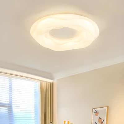 Sleek Metal LED Bulb Modern Flush Mount Ceiling Light with Ambiance-Enhancing Plastic Shade
