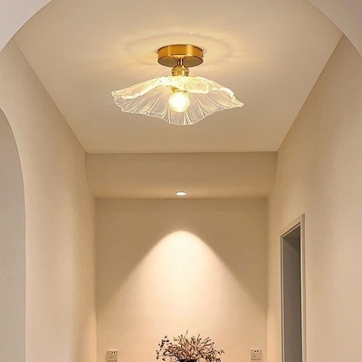 Unique Downlit Modern Close-to-Ceiling Light with Glass Shade for American Women