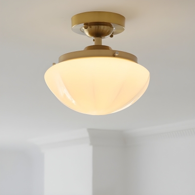 Contemporary Metal Semi-Flush Mount Ceiling Light with Sleek Glass Shade
