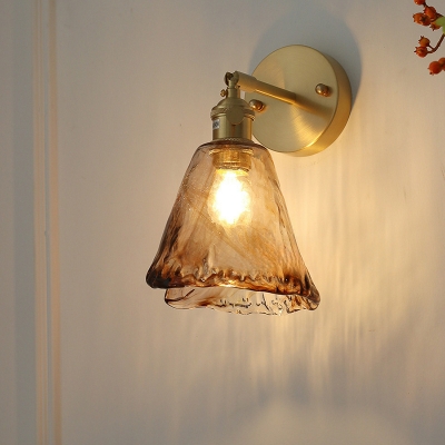 Elegant Metal Glass 1-Light Wall Sconce with LED Lighting for Modern Home