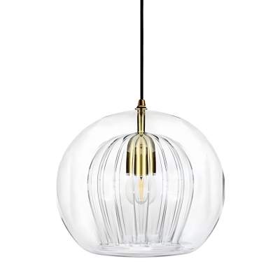 Industrial Style Metal Pendant with Clear Glass Shade and Adjustable Hanging Length
