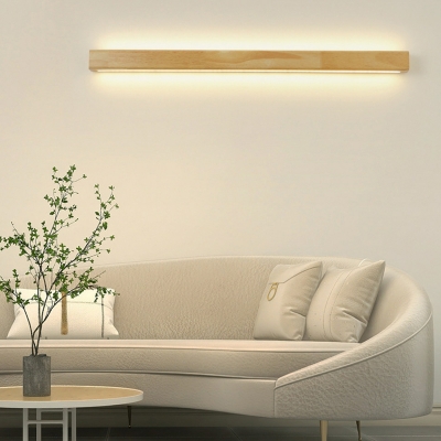 Minimalist Linear Wood LED Wall Sconce in White Ambiance with Hardwired Design
