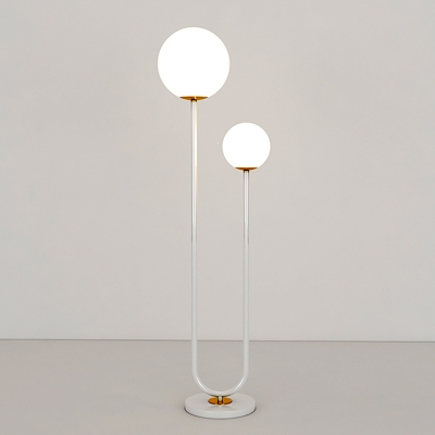 Modern Dual Light Floor Lamp with Acrylic White Shade & Foot Switch System