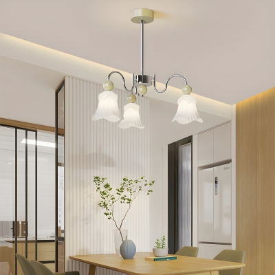 Modern White Glass Shade Chandelier with LED Lights and Direct Wired Electric Connection