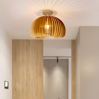Modern Wood Semi-Flush Ceiling Light with LED/Incandescent/Fluorescent for Residential Use