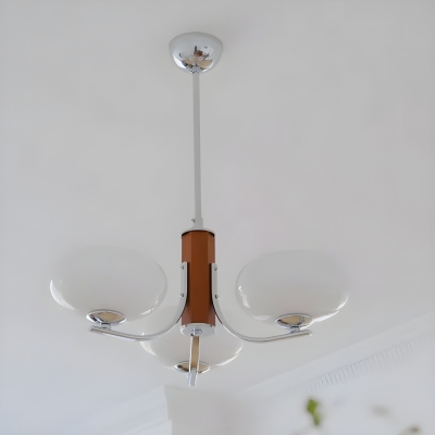 Opalescent Glass Shade Modern Chandelier - Sleek and Elegant Adjustable Hanging Light Fixture