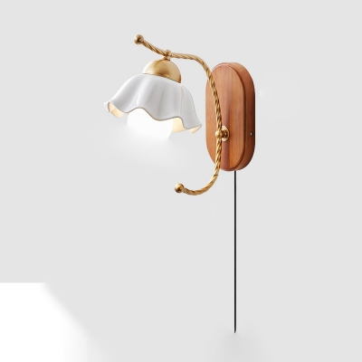 Elegant Ceramic Shade 1-Light LED Wall Sconce with Sleek Metal Design