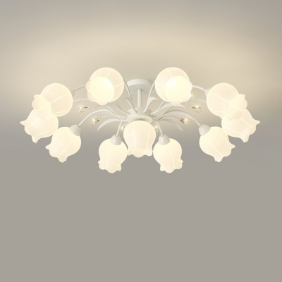 Modern Chandelier with Adjustable Hanging Length and White Glass Shades for Residential Use