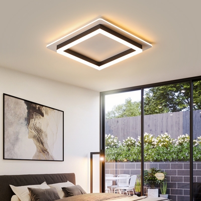 Modern LED Flush Mount Ceiling Light with Acrylic Shade, 2-Light Fixture