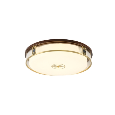 Modern LED Flush Mount Ceiling Light with Walnut Shade in 3 Color Light for Residential Use