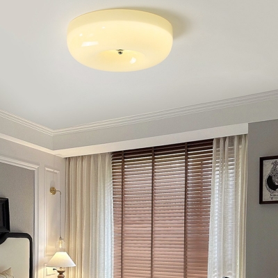 Modern Metal Flush Mount Ceiling Light with Glass Shade and LED Bulbs
