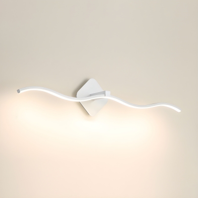 White Metal Arc Modern Vanity Light with Integrated LED in Silica Gel Shade