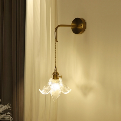 Contemporary Style LED Wall Lamp with Metal Frame and Glass Shade
