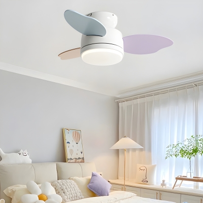 Dimmable Metal Modern Flush Mount Ceiling Fan with LED Light and Remote Control