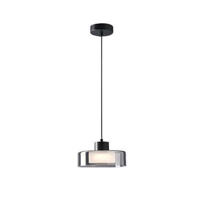 Industrial Metal Cylinder Pendant with Adjustable Hanging Length and Glass Shade