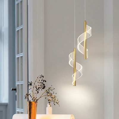 Modern Acrylic Pendant Light with Adjustable Brightness and Metal Cord Mounting