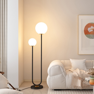 Modern Dual Light Floor Lamp with Acrylic White Shade & Foot Switch System