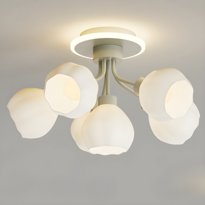 Modern Flush Mount Ceiling Light with White Glass Shade for Dry Residential Use