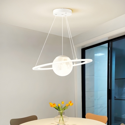 Modern Resin Shade Chandelier with LED Bulbs and Adjustable Hanging Length for Residential Use