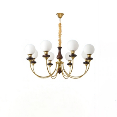 Stylish Modern Chandelier with Ambiente Glass Shade and Adjustable Hanging Length in Metal